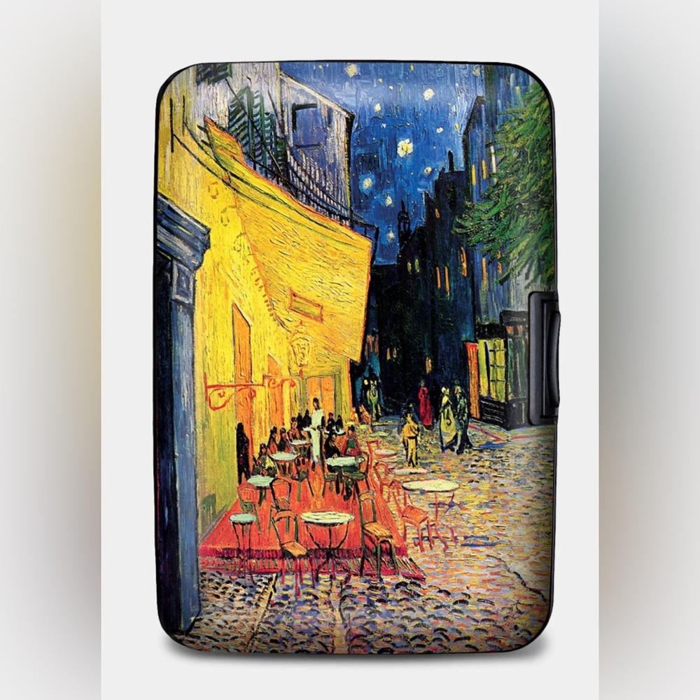 NEW Armored Wallet RFID Protection Van Gogh Cafe Hard Case Card Pocket Holder